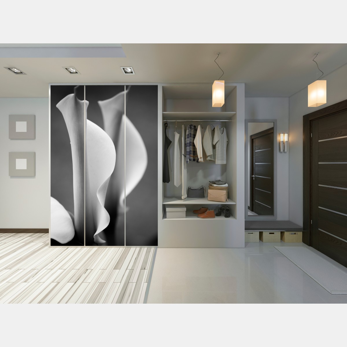 Naklejka na szafę eleganckie kallie w monochromie – Wallissimo® Naklejka na szafę eleganckie kallie w monochromie – Wallissimo®