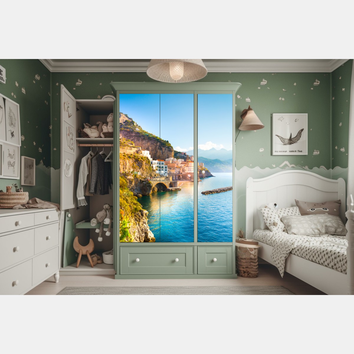 Naklejka na szafę słoneczne wybrzeże Amalfi – Wallissimo® Naklejka na szafę słoneczne wybrzeże Amalfi – Wallissimo®