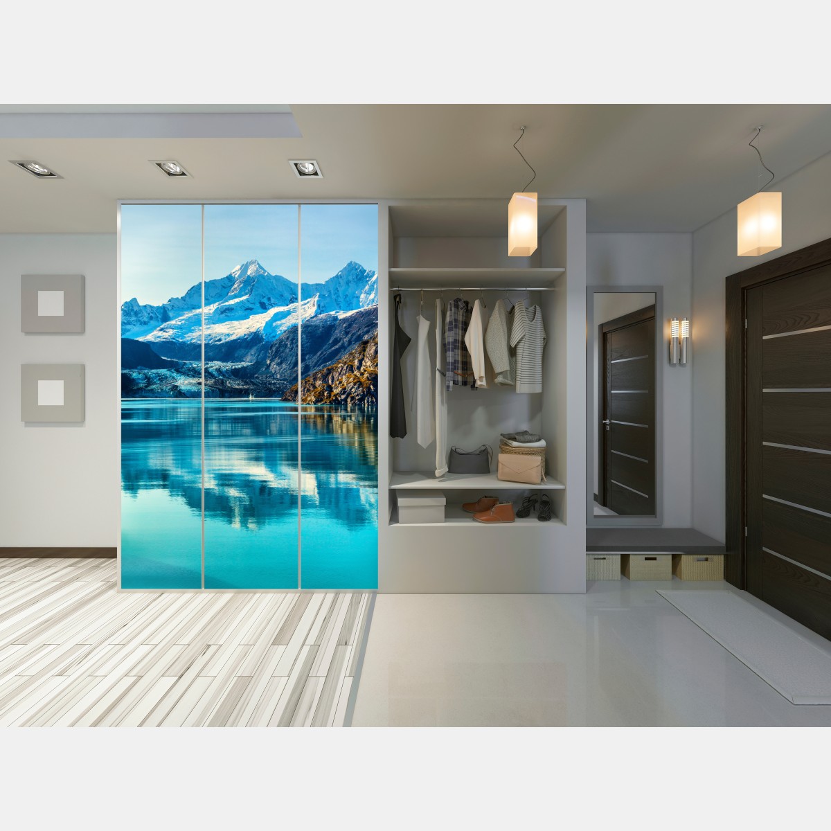 Naklejka na szafę spokojne turkusowe jezioro górskie – Wallissimo® Naklejka na szafę spokojne turkusowe jezioro górskie – Wallissimo®