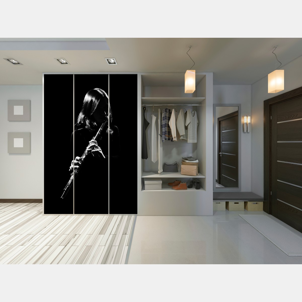 Naklejka na szafę elegancka sylwetka flecistki – Wallissimo® Naklejka na szafę elegancka sylwetka flecistki – Wallissimo®