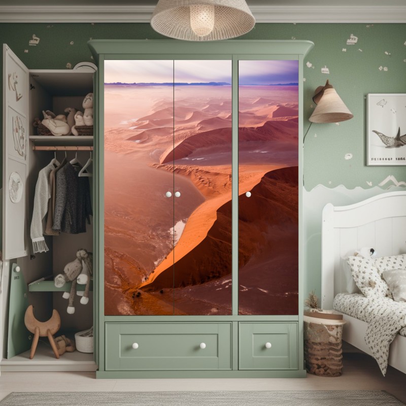 Naklejka na szafę luksusowy złoty wzór kwiatowy na granacie – Wallissimo®