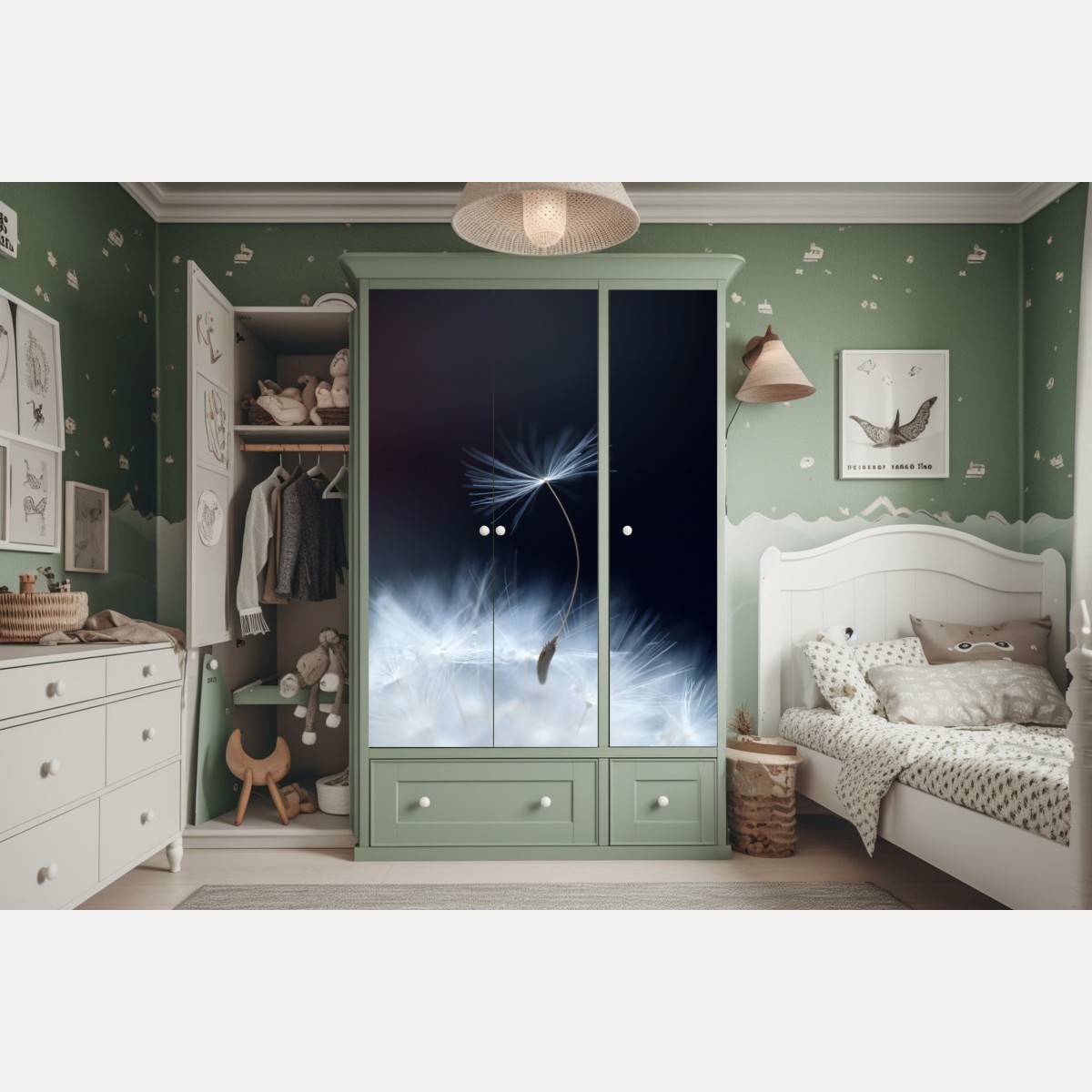 Naklejka na szafę delikatne zbliżenie nasiona dmuchawca – Wallissimo® Naklejka na szafę delikatne zbliżenie nasiona dmuchawca – Wallissimo®