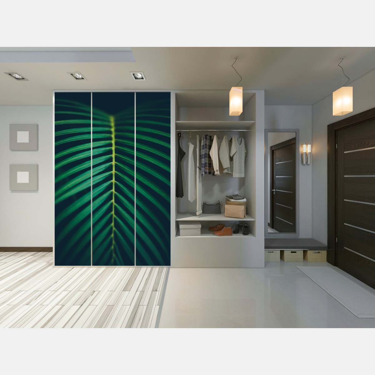 Naklejka na szafę pionowy liść palmy z bliska – Wallissimo® Naklejka na szafę pionowy liść palmy z bliska – Wallissimo®