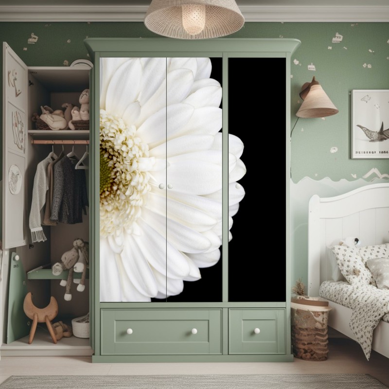 Naklejka na szafę żywy wzór hibiskusa w stylu retro – Wallissimo®