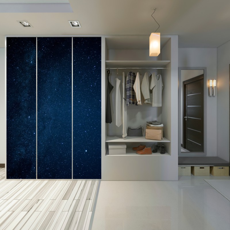 Naklejka na szafę głębokie niebieskie gwiaździste niebo – Wallissimo® Naklejka na szafę głębokie niebieskie gwiaździste niebo – Wallissimo®