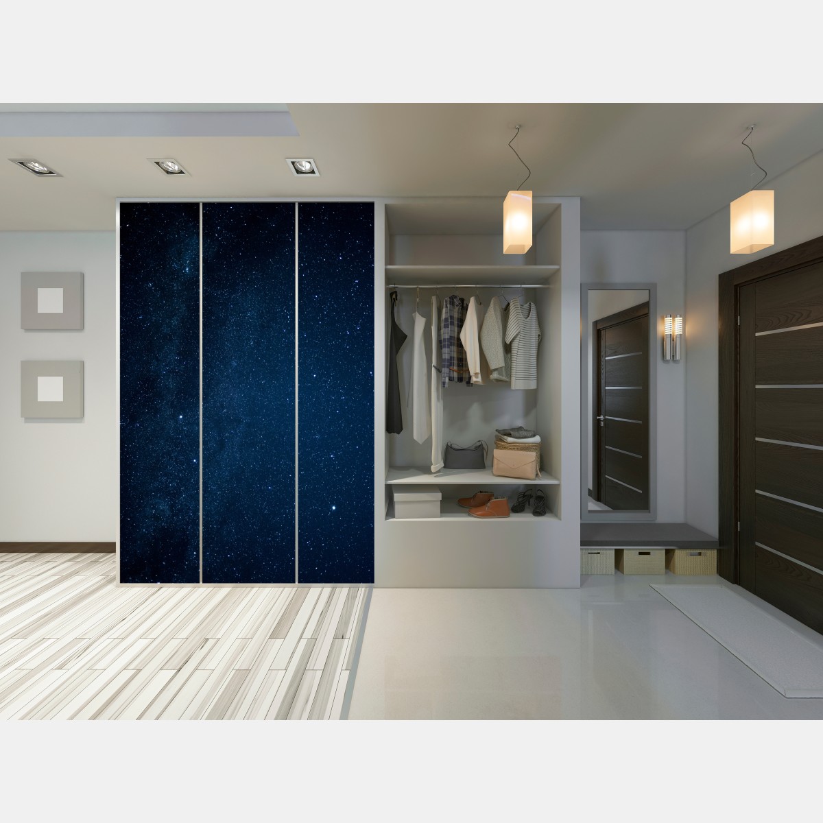 Naklejka na szafę głębokie niebieskie gwiaździste niebo – Wallissimo® Naklejka na szafę głębokie niebieskie gwiaździste niebo – Wallissimo®