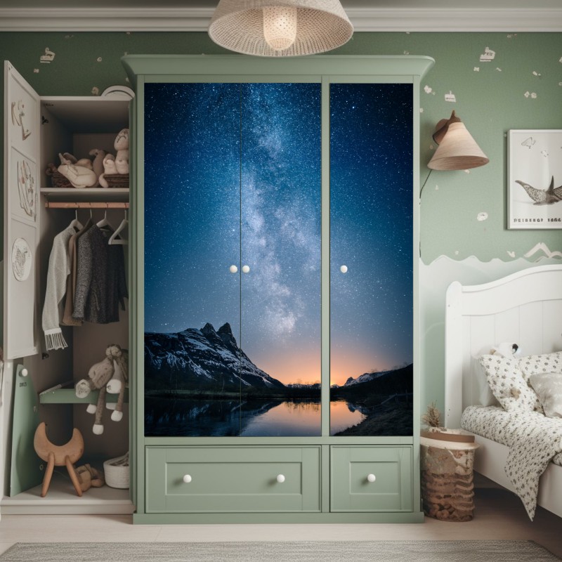 Naklejka na szafę abstrakcyjna stalowa konstrukcja mostu w perspektywie – Wallissimo®