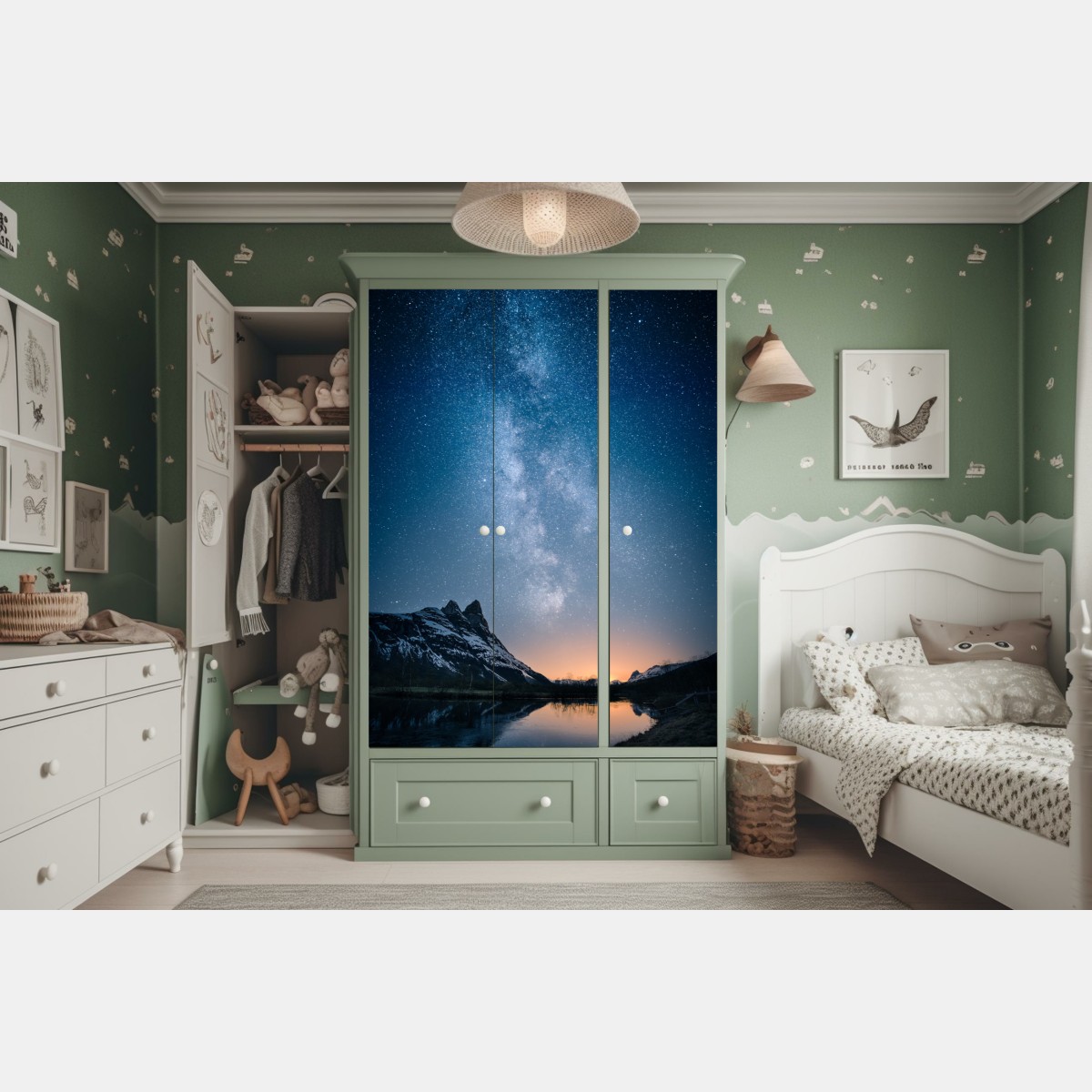 Naklejka na szafę droga mleczna nad górskim odbiciem – Wallissimo® Naklejka na szafę droga mleczna nad górskim odbiciem – Wallissimo®