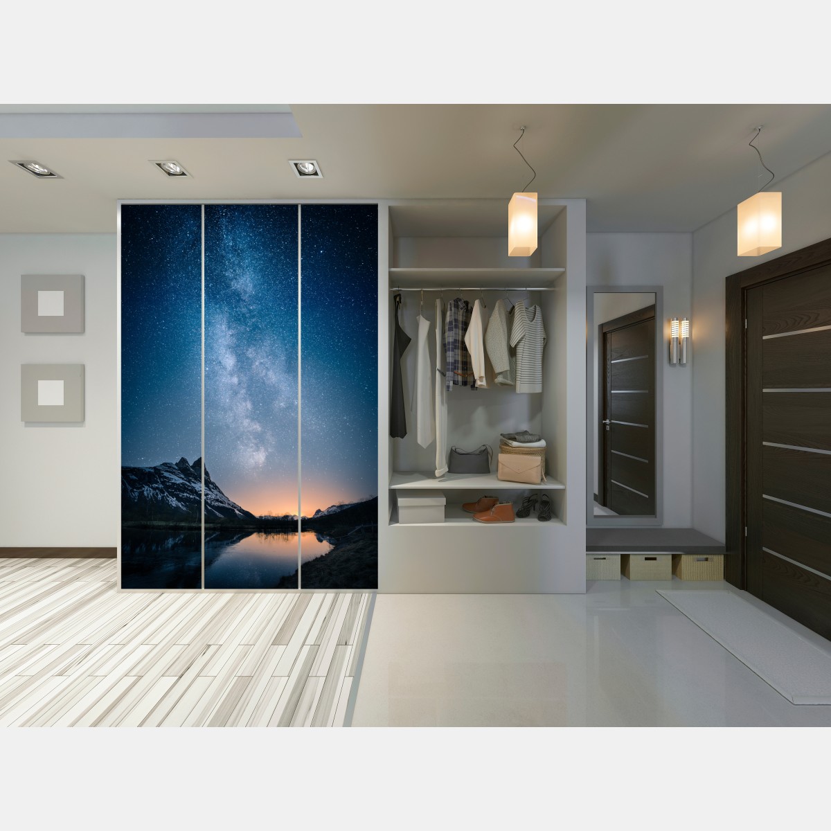 Naklejka na szafę droga mleczna nad górskim odbiciem – Wallissimo® Naklejka na szafę droga mleczna nad górskim odbiciem – Wallissimo®