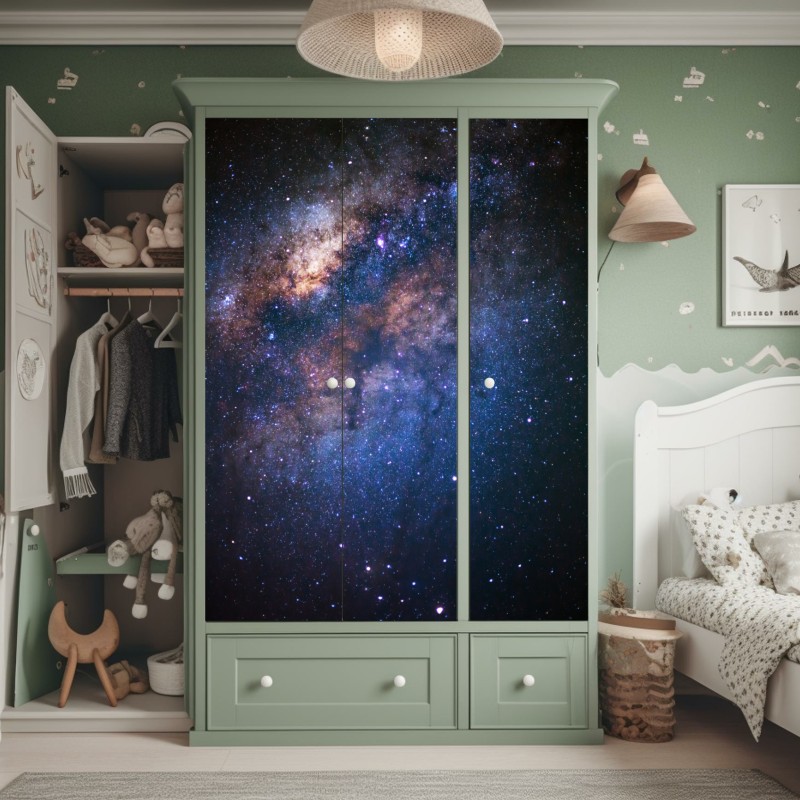 Naklejka na szafę mglisty poranek w lesie – Wallissimo®