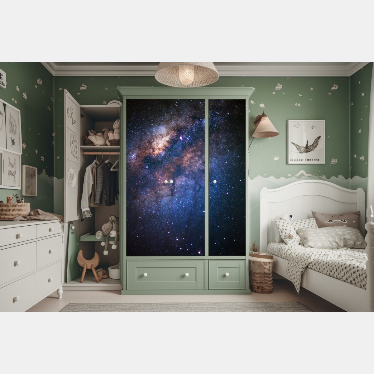 Naklejka na szafę droga mleczna nocne niebo – Wallissimo® Naklejka na szafę droga mleczna nocne niebo – Wallissimo®