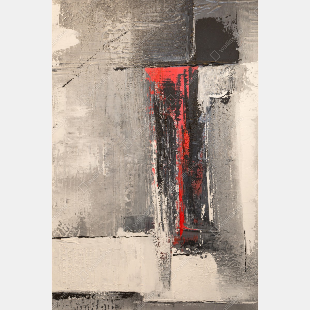 Naklejka na szafę teksturalna abstrakcja z czerwonym akcentem – Wallissimo® Naklejka na szafę teksturalna abstrakcja z czerwonym akcentem – Wallissimo®