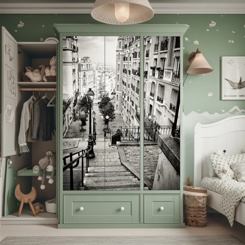 Naklejka na szafę tropikalny zachód słońca z palmami, Tajlandia – Wallissimo®