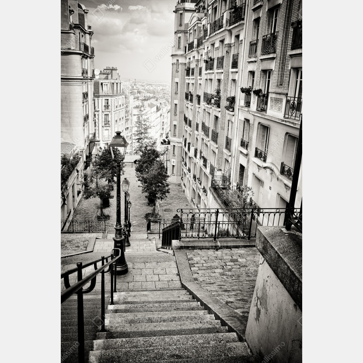 Naklejka na szafę paryskie schody w monochromie – Wallissimo® Naklejka na szafę paryskie schody w monochromie – Wallissimo®