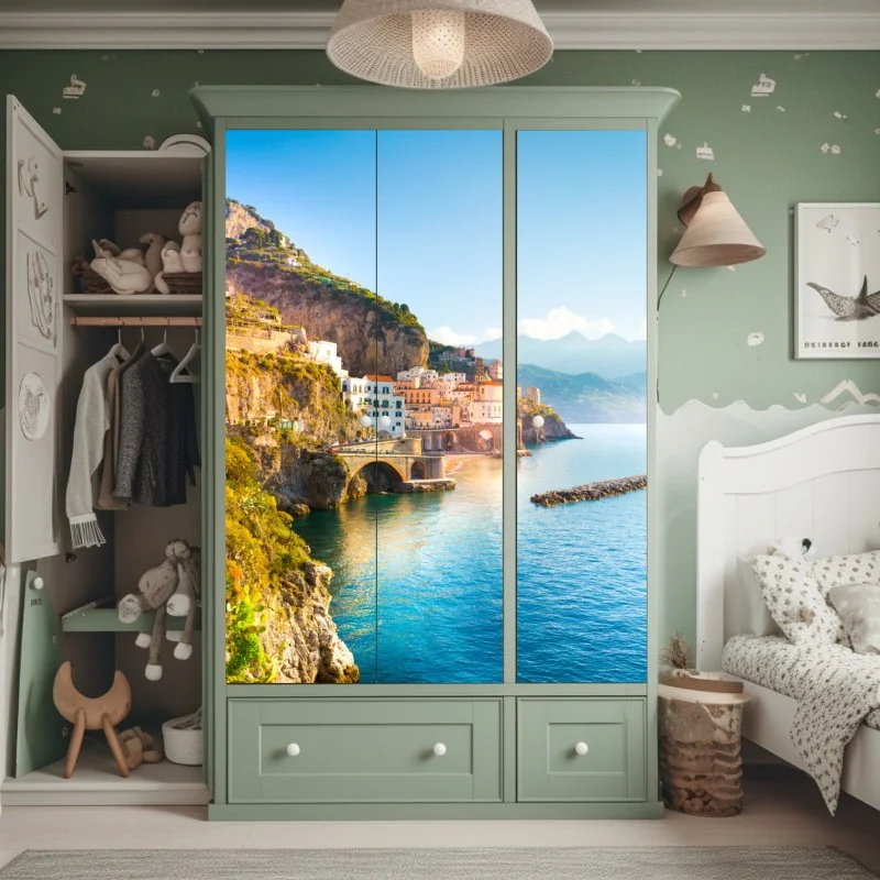 Naklejka na szafę spokojna zimowa panorama Alp – Wallissimo®