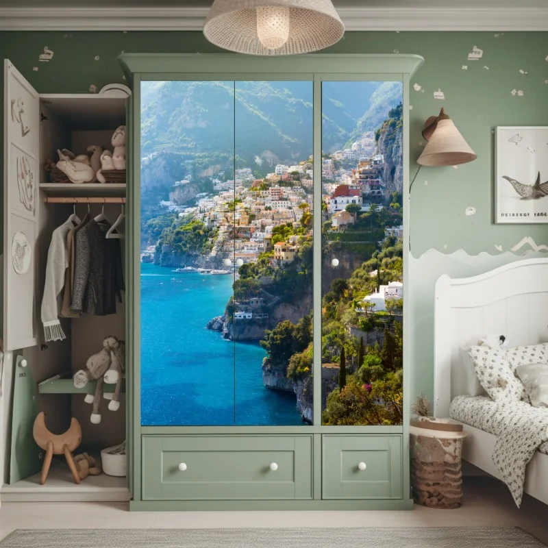 Naklejka na szafę Positano nadmorski krajobraz z klifu – Wallissimo® Naklejka na szafę Positano nadmorski krajobraz z klifu – Wallissimo®