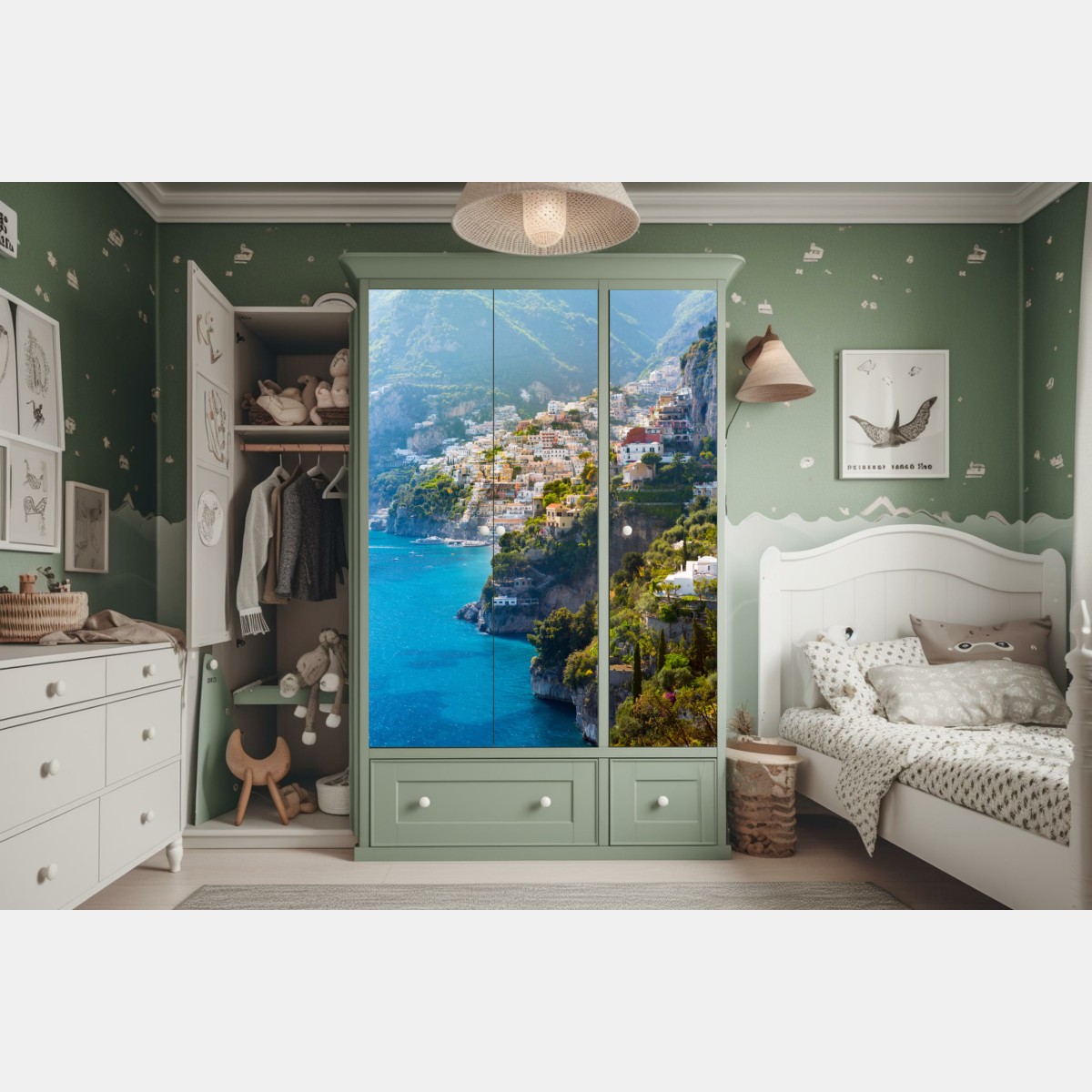 Naklejka na szafę Positano nadmorski krajobraz z klifu – Wallissimo® Naklejka na szafę Positano nadmorski krajobraz z klifu – Wallissimo®