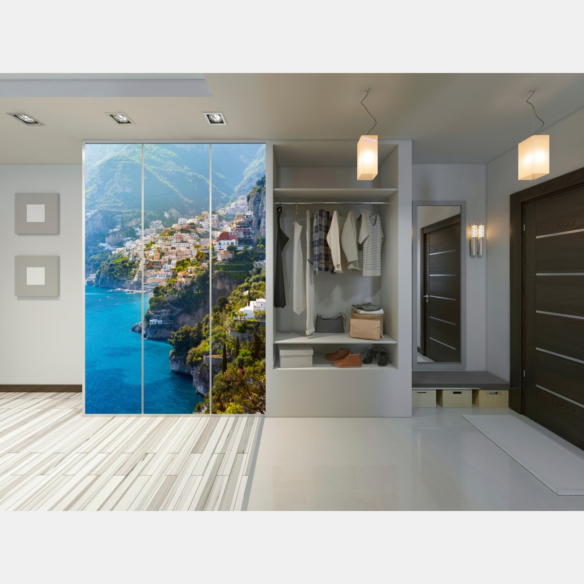 Naklejka na szafę Positano nadmorski krajobraz z klifu – Wallissimo® Naklejka na szafę Positano nadmorski krajobraz z klifu – Wallissimo®