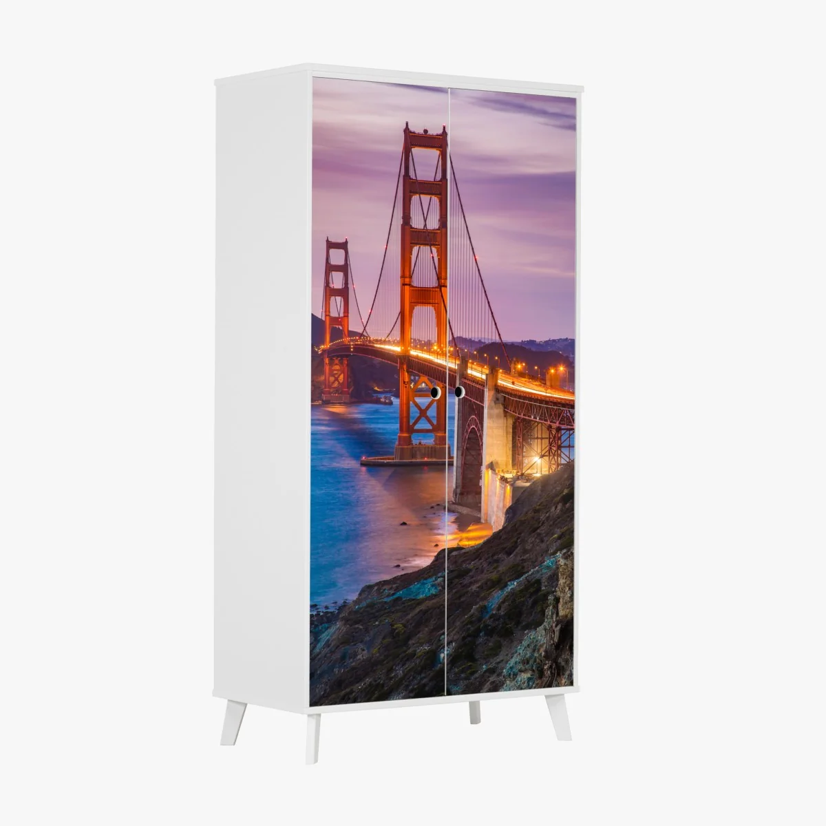 Naklejka na szafę most Golden Gate o zmierzchu, San Francisco – Wallissimo® Naklejka na szafę most Golden Gate o zmierzchu, San Francisco – Wallissimo®