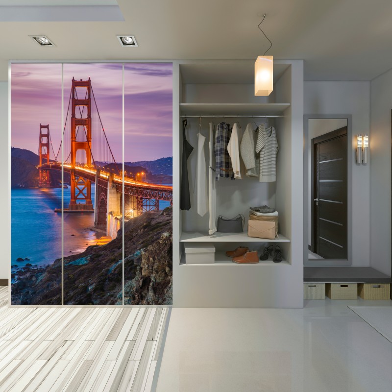 Naklejka na szafę most Golden Gate o zmierzchu, San Francisco – Wallissimo® Naklejka na szafę most Golden Gate o zmierzchu, San Francisco – Wallissimo®