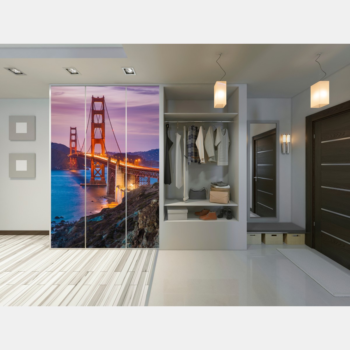 Naklejka na szafę most Golden Gate o zmierzchu, San Francisco – Wallissimo® Naklejka na szafę most Golden Gate o zmierzchu, San Francisco – Wallissimo®