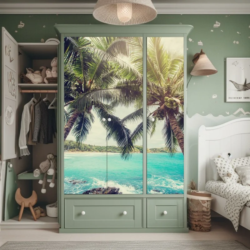 Naklejka na szafę trzy czerwone tulipany na czarnym tle – Wallissimo®