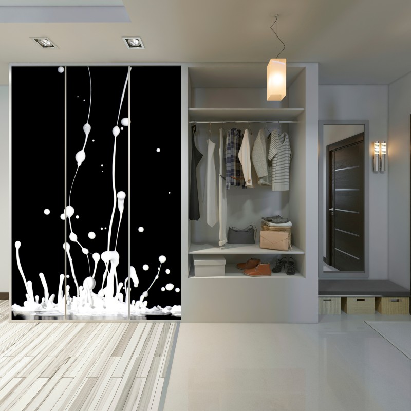 Naklejka na szafę biały rozprysk na czarnym tle – Wallissimo® Naklejka na szafę biały rozprysk na czarnym tle – Wallissimo®