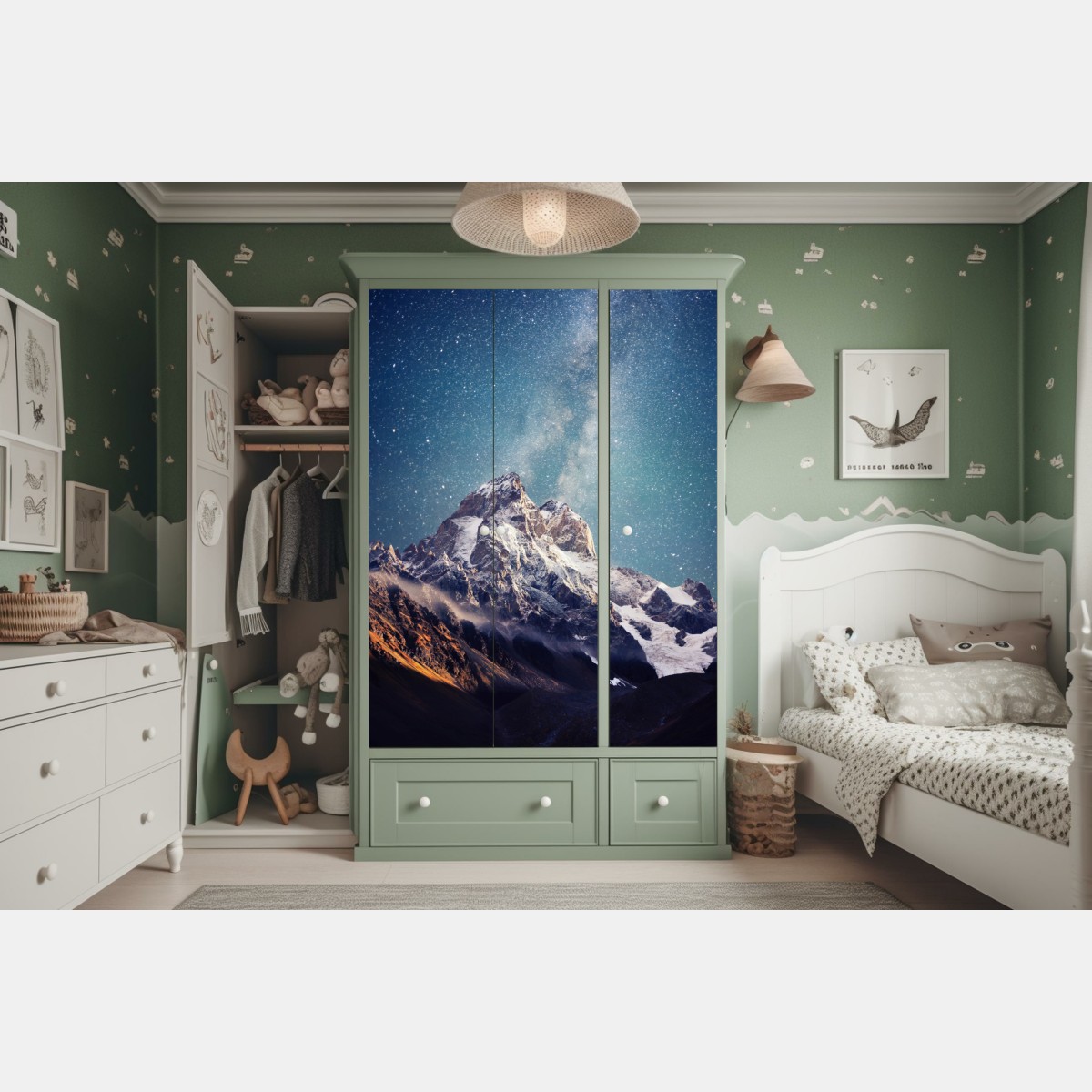 Naklejka na szafę noc pełna gwiazd nad Ushba – Wallissimo® Naklejka na szafę noc pełna gwiazd nad Ushba – Wallissimo®