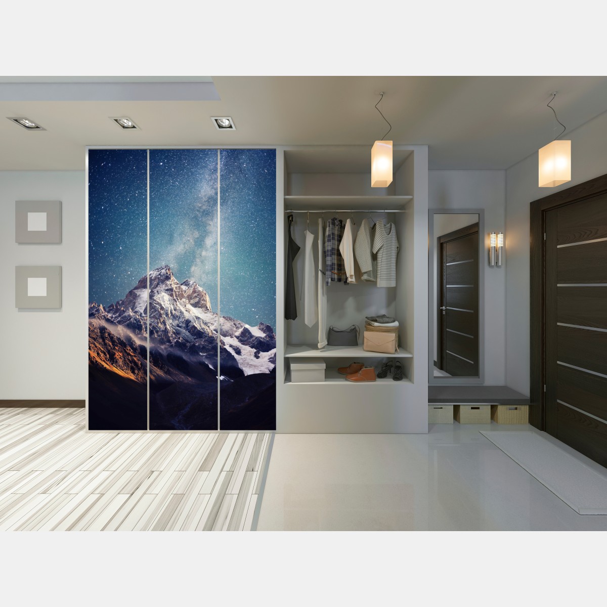 Naklejka na szafę noc pełna gwiazd nad Ushba – Wallissimo® Naklejka na szafę noc pełna gwiazd nad Ushba – Wallissimo®
