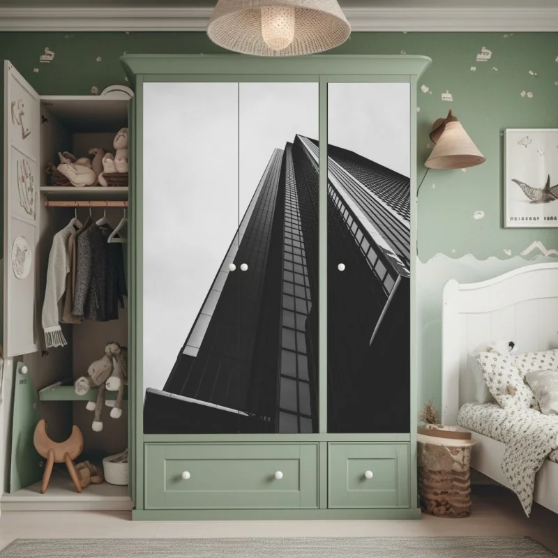 Naklejka na szafę tropikalny zachód słońca z palmami – Wallissimo®