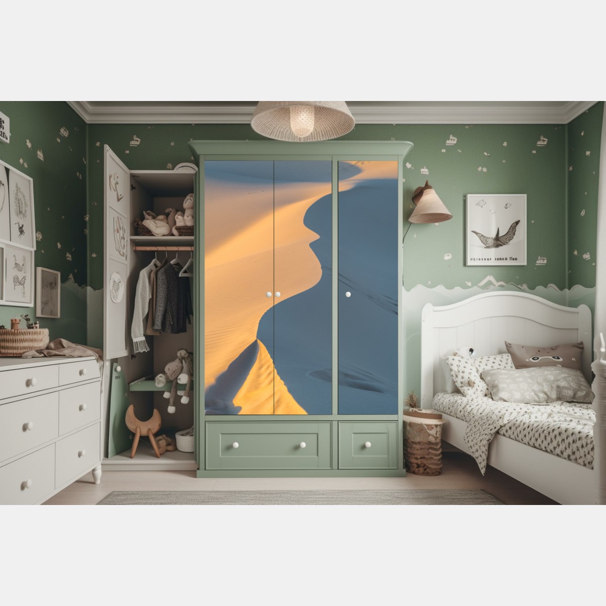 Naklejka na szafę złote krzywizny wydm – Wallissimo® Naklejka na szafę złote krzywizny wydm – Wallissimo®