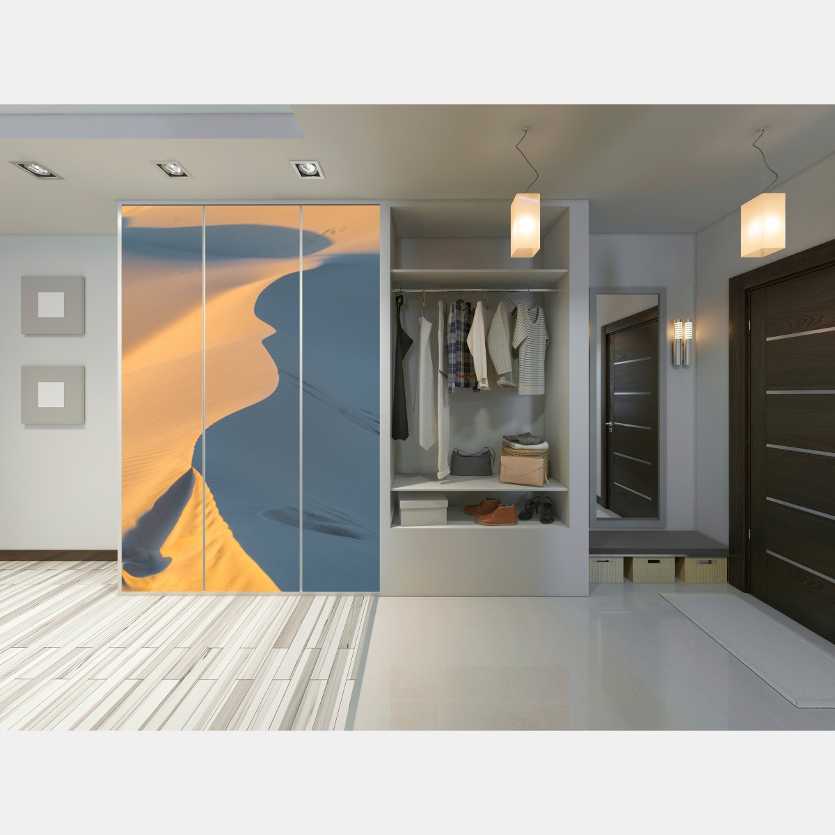 Naklejka na szafę złote krzywizny wydm – Wallissimo® Naklejka na szafę złote krzywizny wydm – Wallissimo®