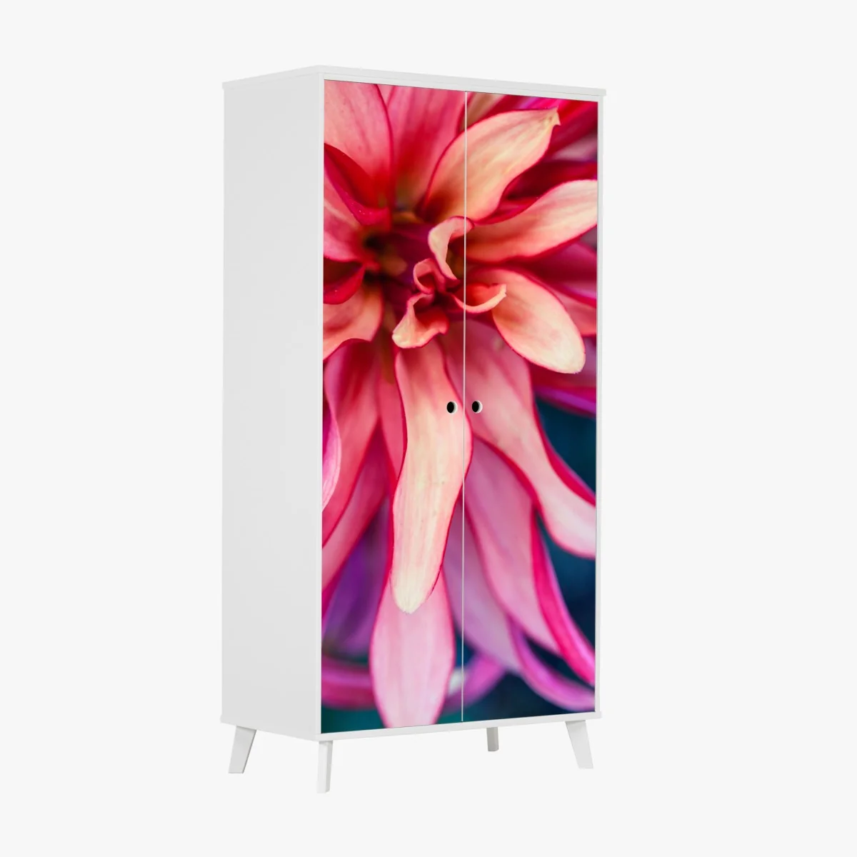 Naklejka na szafę żywe różowe makro kwiatu – Wallissimo® Naklejka na szafę żywe różowe makro kwiatu – Wallissimo®