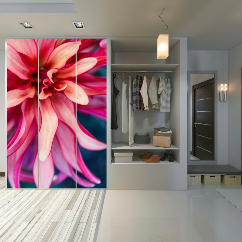 Naklejka na szafę żywe różowe makro kwiatu – Wallissimo® Naklejka na szafę żywe różowe makro kwiatu – Wallissimo®