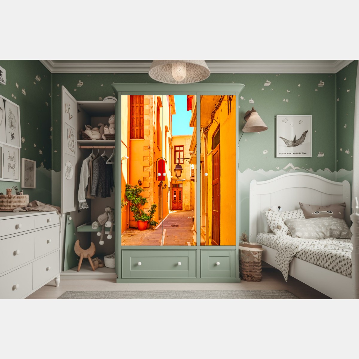 Naklejka na szafę słoneczna żółta uliczka w Rethymno, Kreta – Wallissimo® Naklejka na szafę słoneczna żółta uliczka w Rethymno, Kreta – Wallissimo®