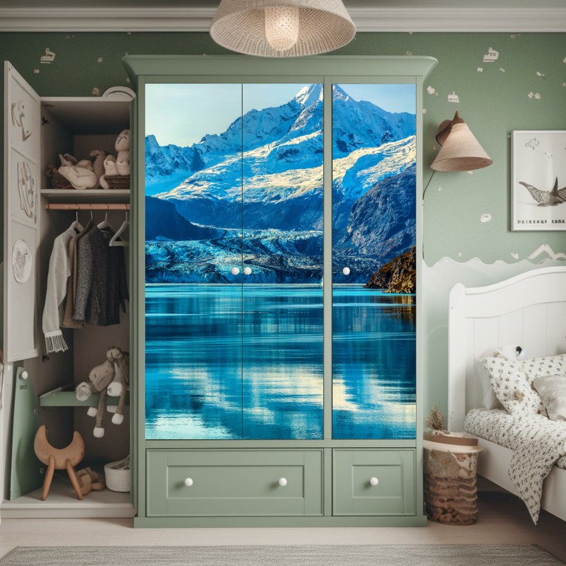 Naklejka na szafę niebieski kwiatowy wzór toile – Wallissimo®