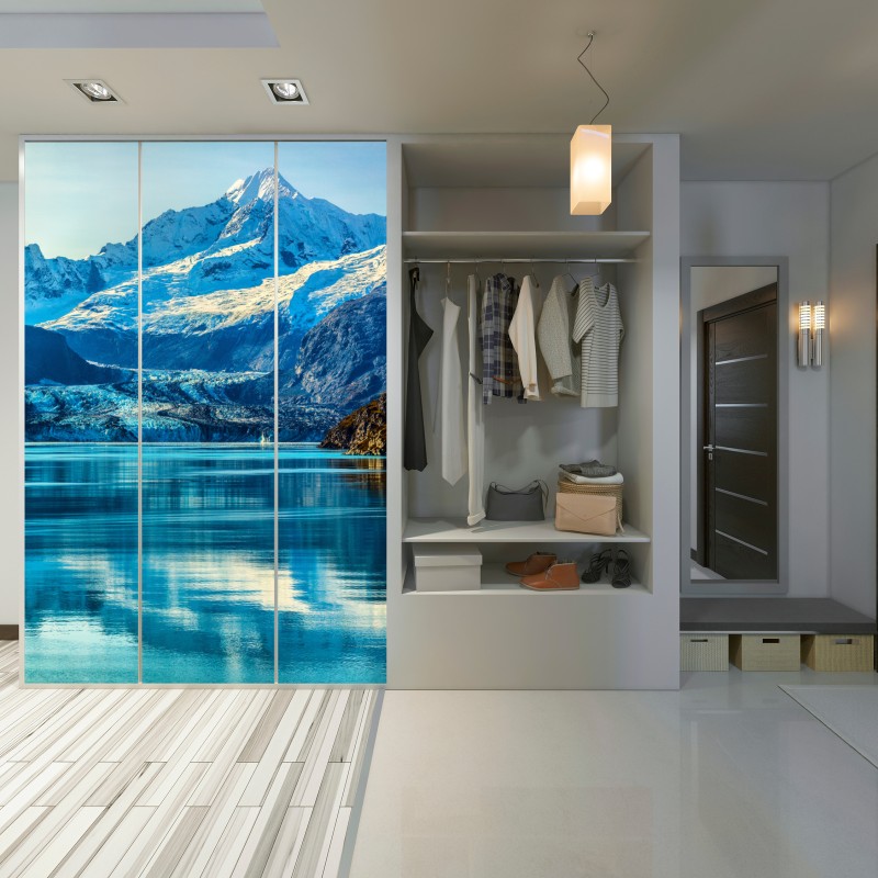 Naklejka na szafę majestatyczny alpejski lodowiec w odbiciu – Wallissimo® Naklejka na szafę majestatyczny alpejski lodowiec w odbiciu – Wallissimo®