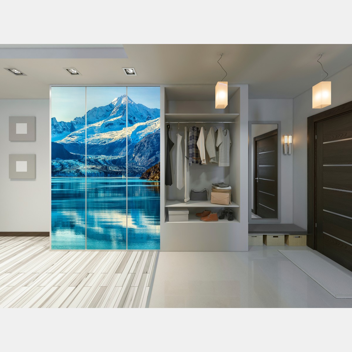 Naklejka na szafę majestatyczny alpejski lodowiec w odbiciu – Wallissimo® Naklejka na szafę majestatyczny alpejski lodowiec w odbiciu – Wallissimo®