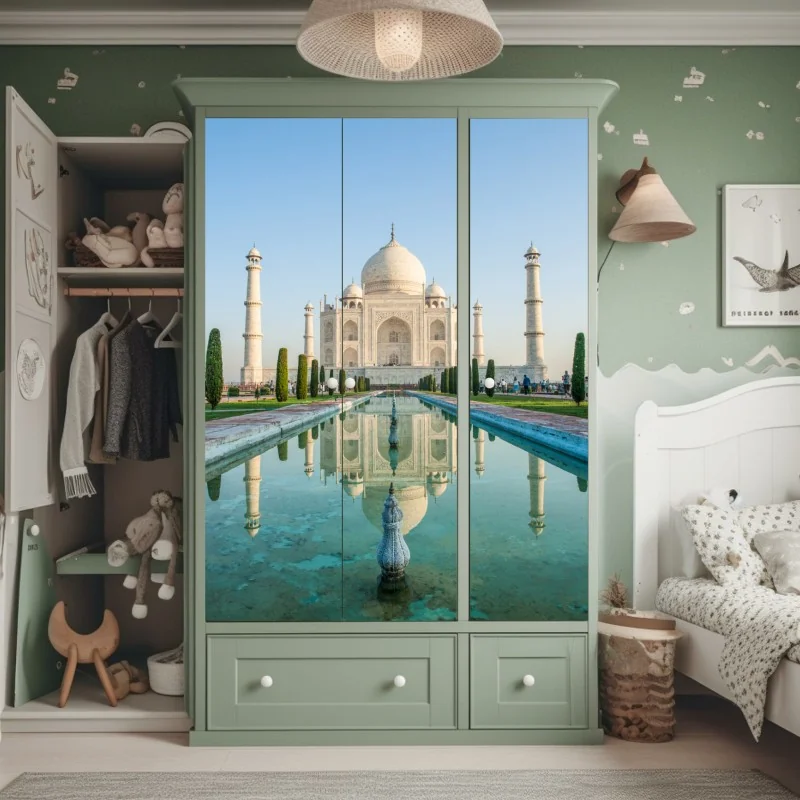 Naklejka na szafę Tadź Mahal odbicie w porannym świetle – Wallissimo® Naklejka na szafę Tadź Mahal odbicie w porannym świetle – Wallissimo®