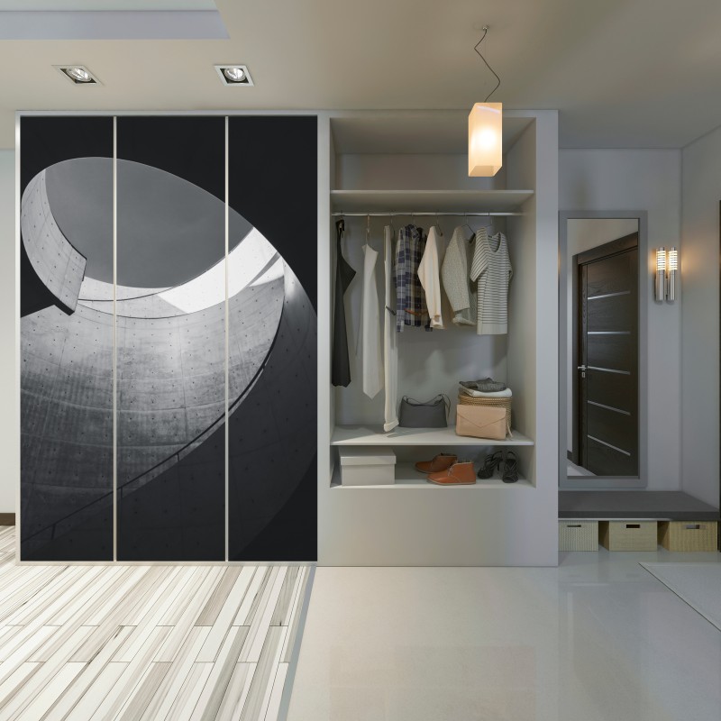 Naklejka na szafę zakrzywione betonowe schody spiralne – Wallissimo® Naklejka na szafę zakrzywione betonowe schody spiralne – Wallissimo®