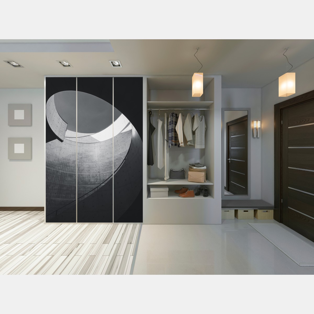 Naklejka na szafę zakrzywione betonowe schody spiralne – Wallissimo® Naklejka na szafę zakrzywione betonowe schody spiralne – Wallissimo®