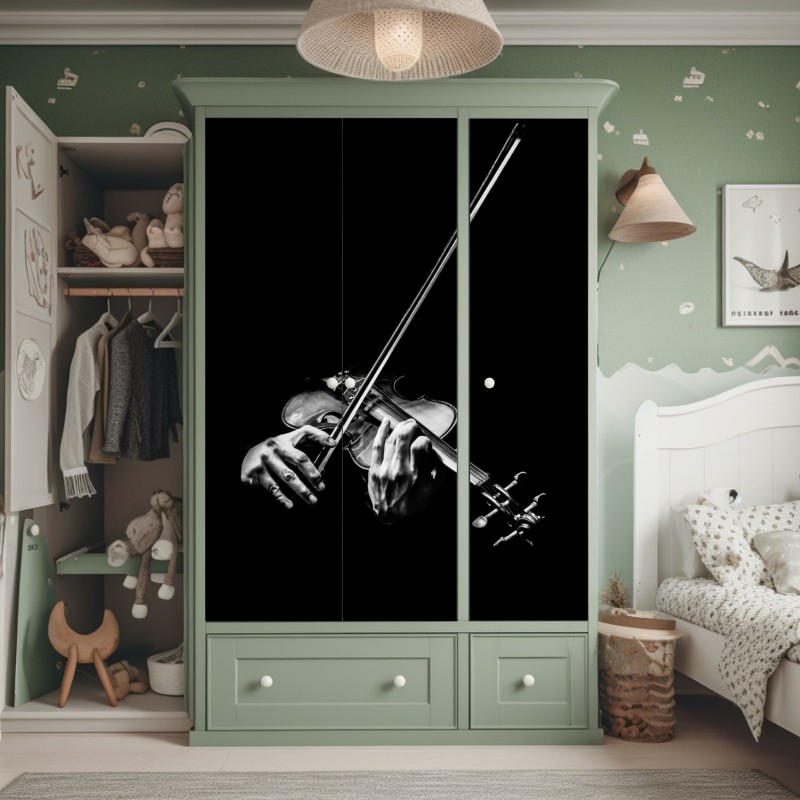 Naklejka na szafę ornamentalny portret z kwiatowymi wzorami – Wallissimo®