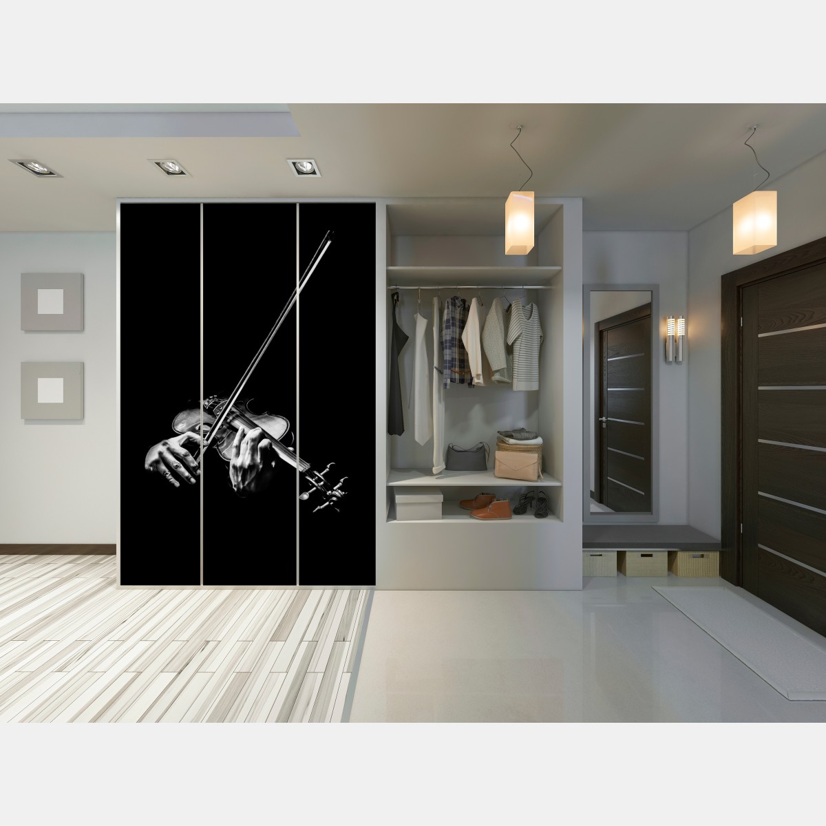 Naklejka na szafę monochromatyczne dłonie skrzypka – Wallissimo® Naklejka na szafę monochromatyczne dłonie skrzypka – Wallissimo®