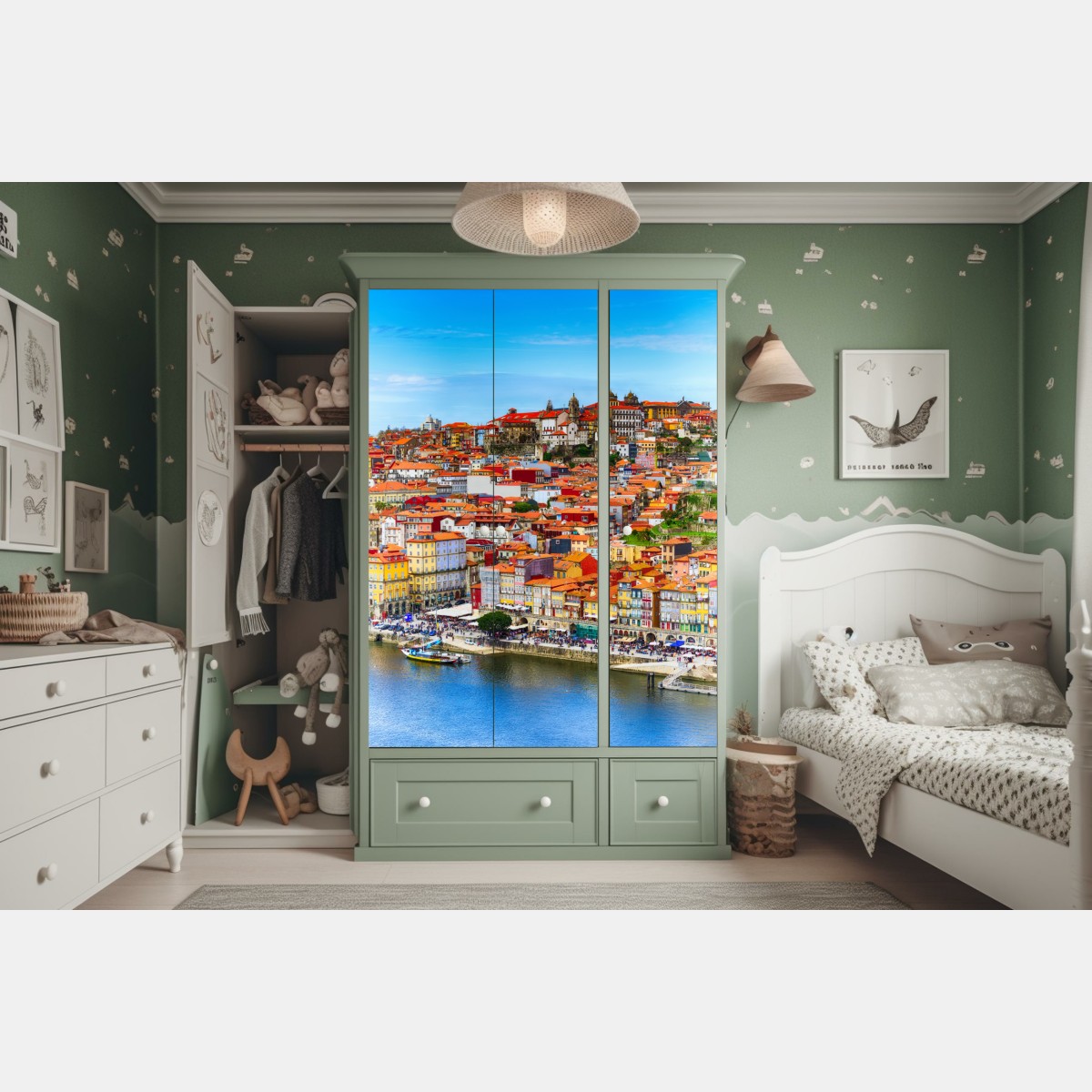 Naklejka na szafę Porto barwny widok nadbrzeża – Wallissimo® Naklejka na szafę Porto barwny widok nadbrzeża – Wallissimo®