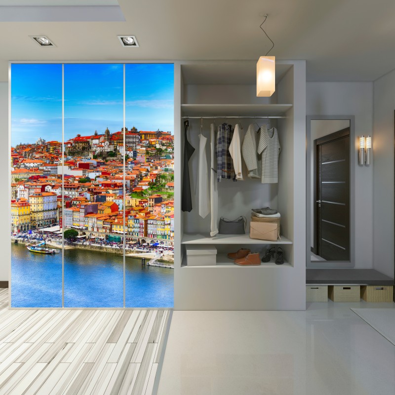 Naklejka na szafę Porto barwny widok nadbrzeża – Wallissimo® Naklejka na szafę Porto barwny widok nadbrzeża – Wallissimo®