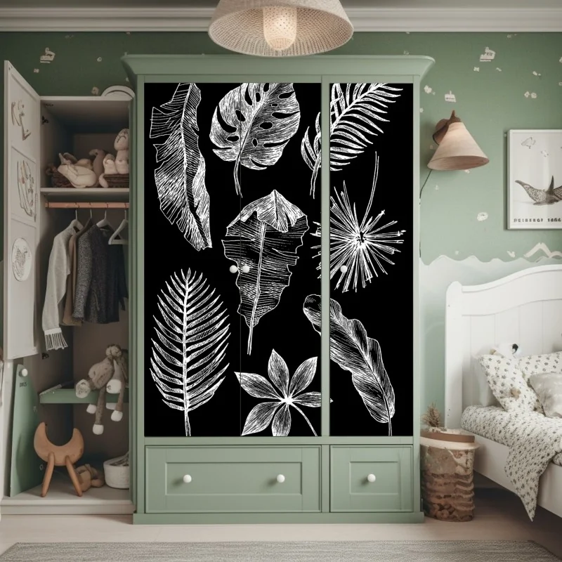 Naklejka na szafę tropikalny zachód słońca z palmami – Wallissimo®