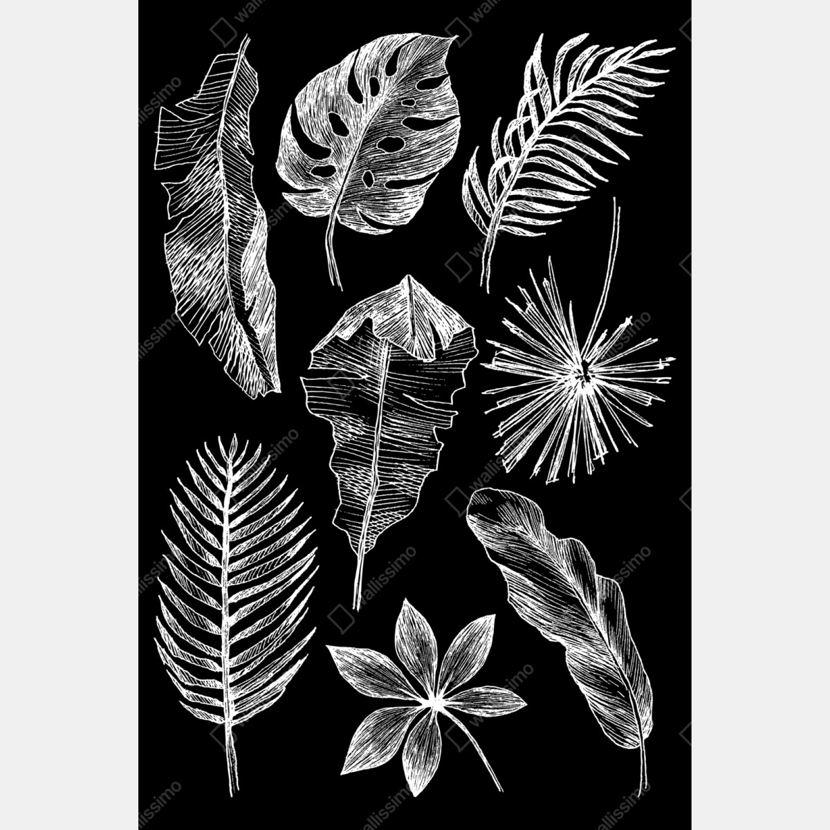 Naklejka na szafę monochromatyczna kompozycja liści – Wallissimo® Naklejka na szafę monochromatyczna kompozycja liści – Wallissimo®