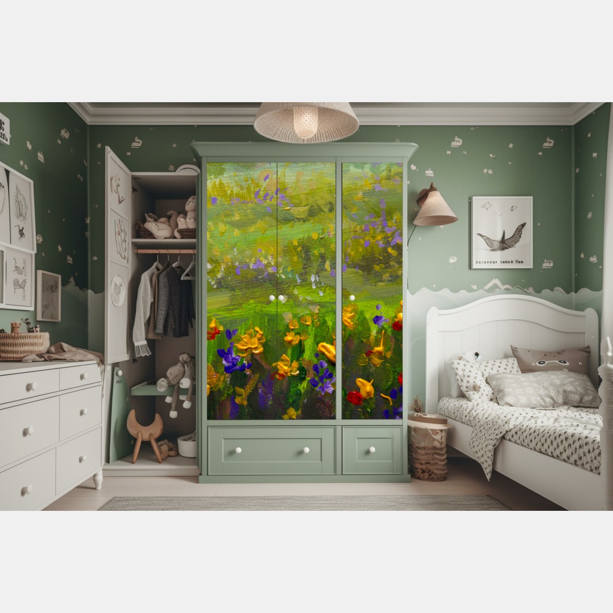 Naklejka na szafę żywa łąka obraz olejny zbliżenie – Wallissimo® Naklejka na szafę żywa łąka obraz olejny zbliżenie – Wallissimo®