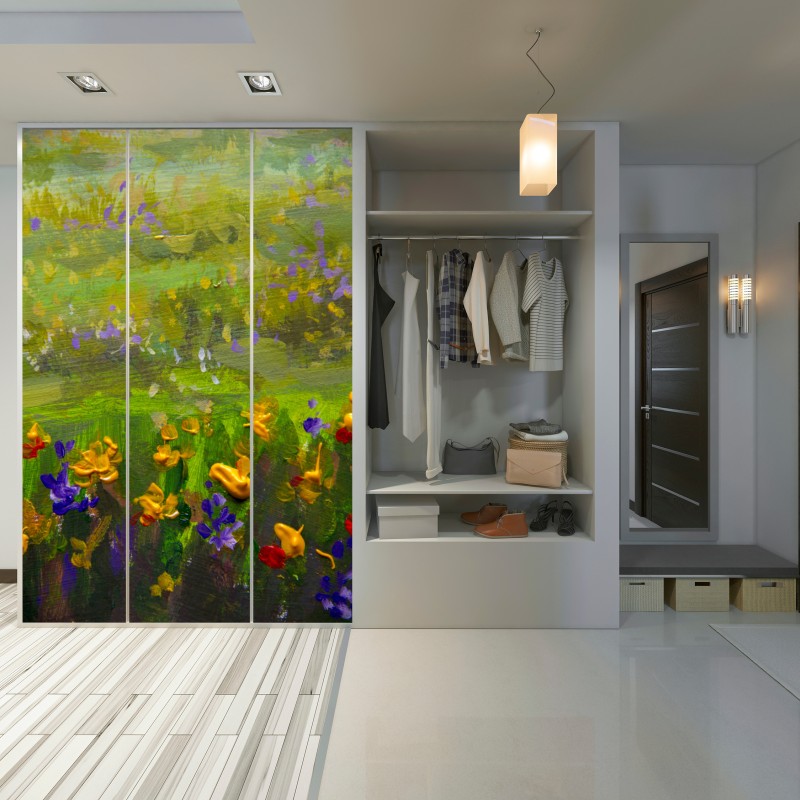 Naklejka na szafę żywa łąka obraz olejny zbliżenie – Wallissimo® Naklejka na szafę żywa łąka obraz olejny zbliżenie – Wallissimo®