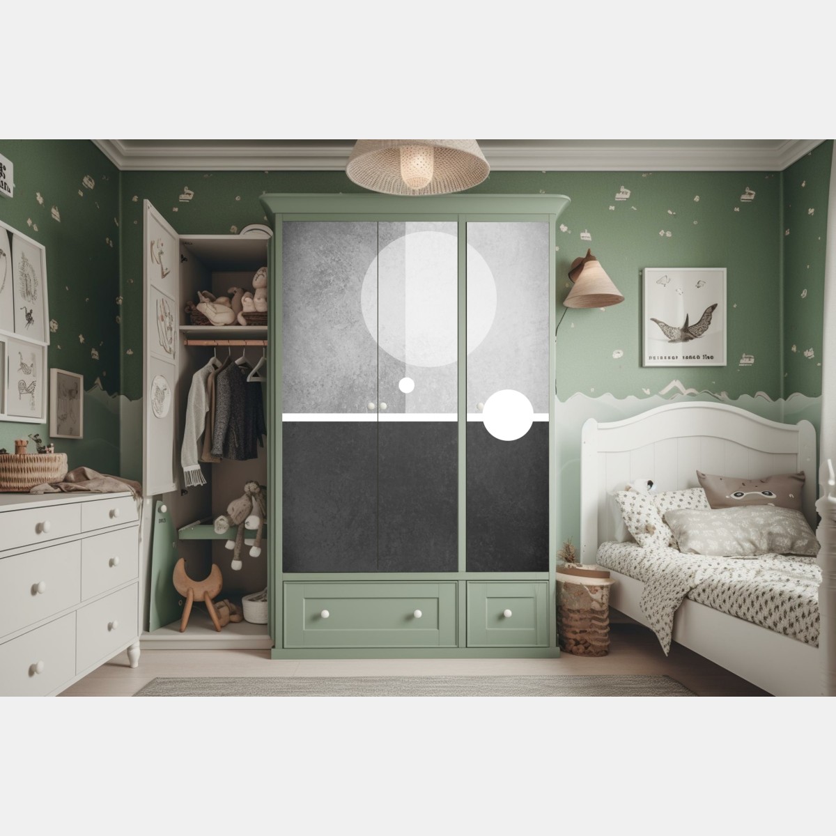 Naklejka na szafę minimalistyczna kompozycja geometryczna – Wallissimo® Naklejka na szafę minimalistyczna kompozycja geometryczna – Wallissimo®